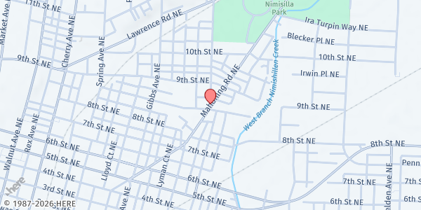 Map showing Pleasant Outreach Inc - O'Jays Parkway at 821 O'Jays Parkway NE, Canton, OH