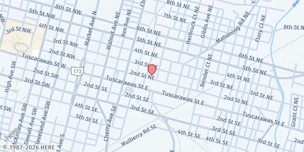 Map showing Refuge of Hope at 715 2nd St NE, Canton, OH