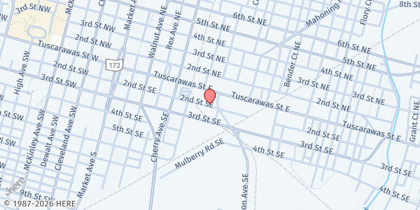 Map showing Refuge of Hope - Canton Meal Service at 715 2nd St NE, Canton, OH