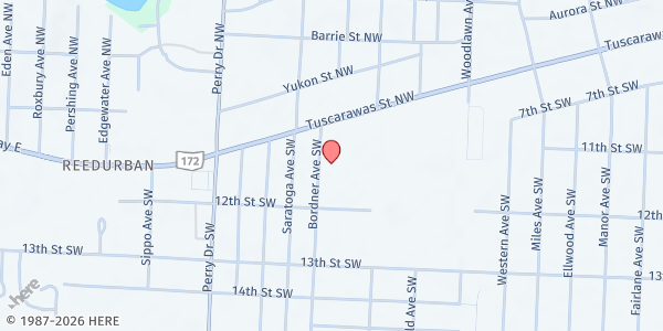 Map showing St. Joan of Arc Catholic Church at 4940 Tuscarawas St W, Canton, OH
