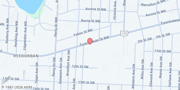 Map showing St. Joan of Arc Catholic Church Pantry at 4940 Tuscarawas St W, Canton, OH