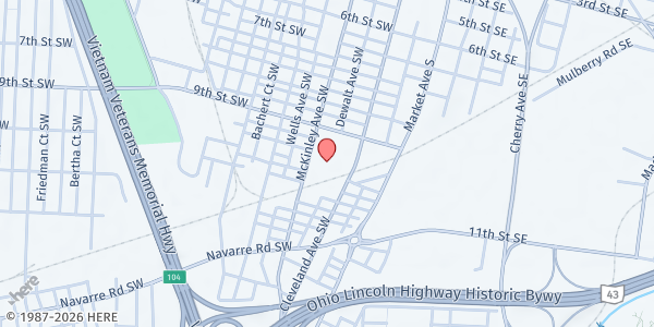 Map showing Stark County Hunger Task Force at 408 9th St SW, Canton, OH