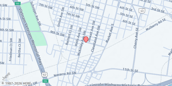 Map showing Stark County Hunger Task Force Pantry at 408 9th St SW, Canton, OH