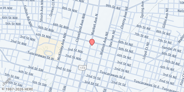 Map showing The Salvation Army (Canton) - Meal Service at 420 Market Ave S, Canton, OH
