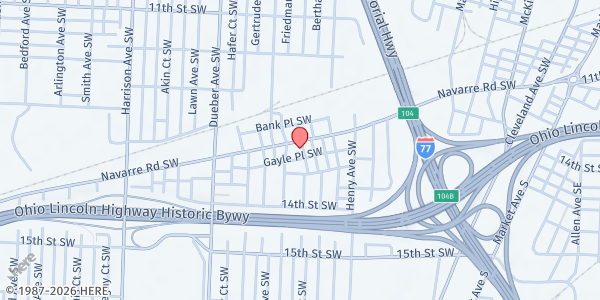 Map showing True Vine Revival Center at 1618 Navarre Rd SW, Canton, OH