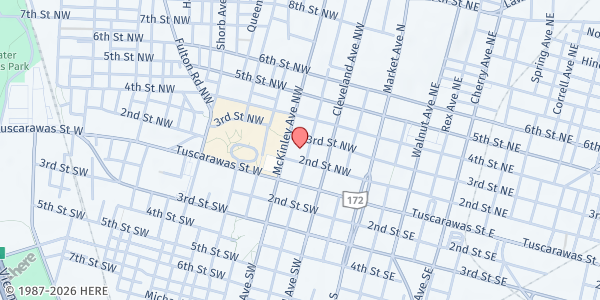 Map showing YMCA of Central Stark County at 420 3rd St. NW, Canton, OH