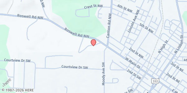 Map showing Loaves and Fishes Food Pantry at 211 Moody Avenue, Carrollton, OH