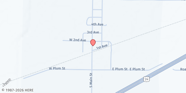 Map showing Cecil Community Church at 203 S Main (CR 105), Cecil, OH