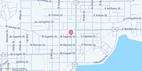 Map showing O. U. R. Home Food Pantry at 117 W. Fayette St., Celina, OH