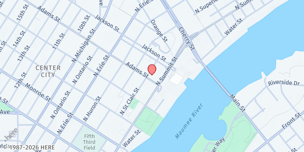 Map showing Food For Thought Trinity Episcopal Church at 316 Adams Street, Center City, OH