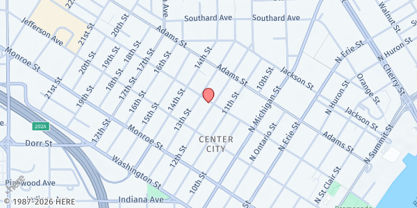 Map showing Market Place For All People at 1201 Madison Avenue, Center City, OH