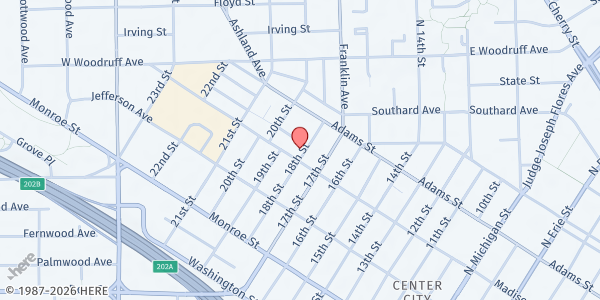 Map showing ProMedica Ebeid Center at 1806 Madison Avenue, Center City, OH