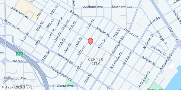 Map showing Saint Paul United Methodist Church at 1201 Madison Avenue, Center City, OH