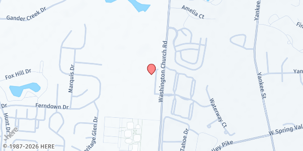 Map showing BOGG Ministries at 9095 Washington Church Rd., Centerville, OH