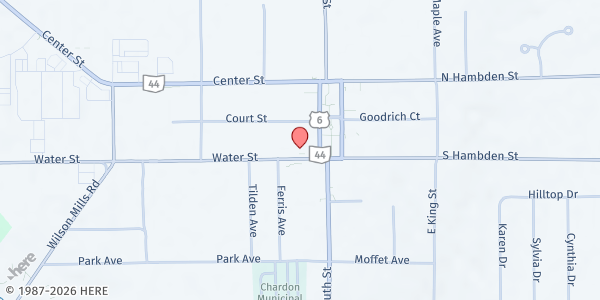Map showing Little Free Food Pantry (Water St.) at 106 Water St, Chardon, OH