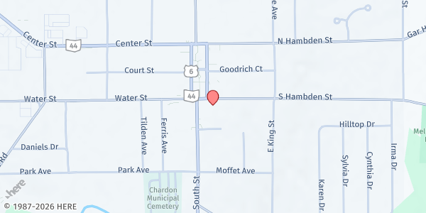 Map showing Pilgrim Christian Church at 202 S Hambden St, Chardon, OH