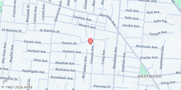 Map showing Central Church of Christ at 3501 Cheviot Road, Cheviot, OH