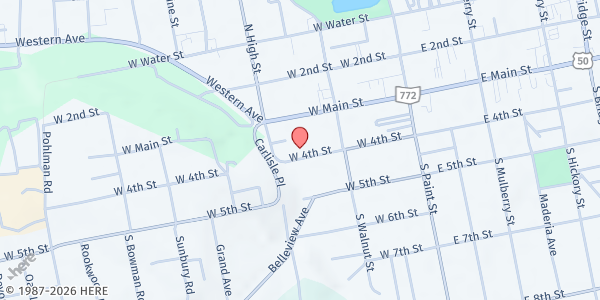 Map showing Carver Community Center at 165 West 4th Street, Chillicothe, OH