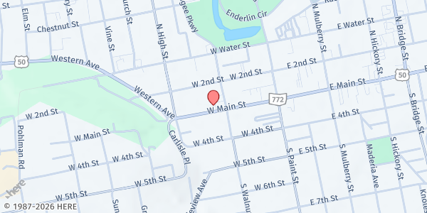 Map showing Original Glorious COGIC Pantry at 123 West Main Street, Chillicothe, OH