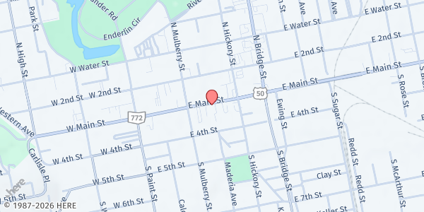 Map showing Outreach for Christ Food Pantry at 154 East Main Street, Chillicothe, OH