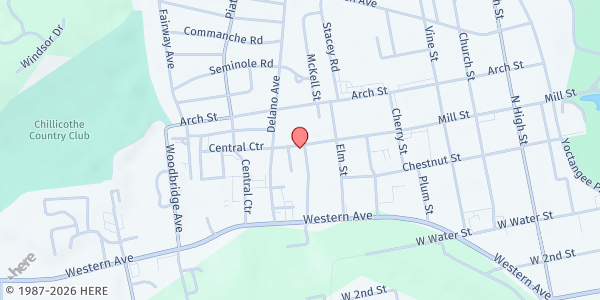 Map showing Zion Baptist Church Pantry at 536 Mill Street, Chillicothe, OH