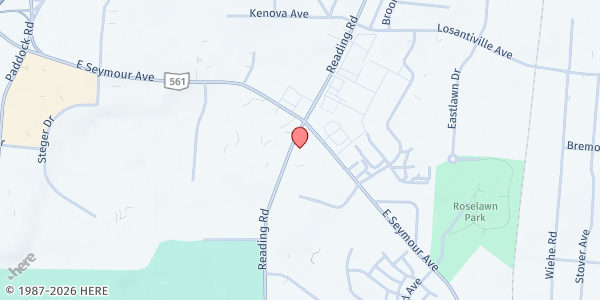 Map showing Allen Temple Food Pantry - Temple Blessings at 1833 Losantiville Avenue, Cincinnati, OH