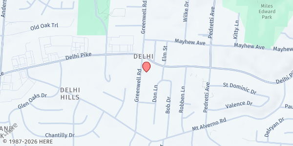 Map showing Anderson Ferry Church of Christ at 380 Greenwell Avenue, Cincinnati, OH