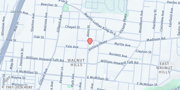 Map showing Bethel Baptist Church at 2712 Alms Place, Cincinnati, OH