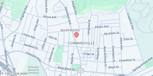 Map showing CAIN Food Assistance at 4230 Hamilton Avenue, Cincinnati, OH