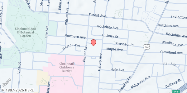 Map showing CCHMC: Dev. & Behavioral Pediatrics at 3430 Burnet Avenue, Cincinnati, OH