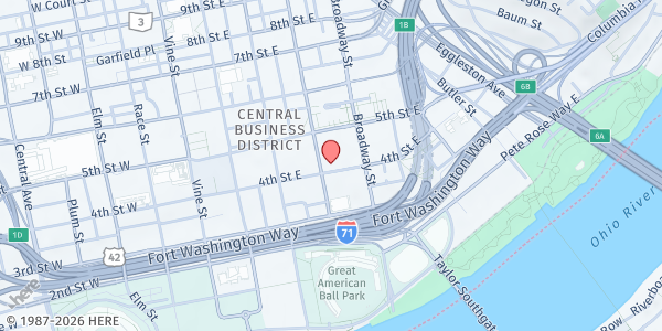 Map showing Christ Church Cathedral at 318 East 4th Street, Cincinnati, OH