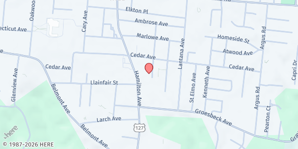 Map showing Christ Community In College Hill at 5819 Salvia Avenue, Cincinnati, OH
