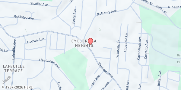 Map showing Cincinnati Urban Promise at 2420 Harrison Avenue, Cincinnati, OH