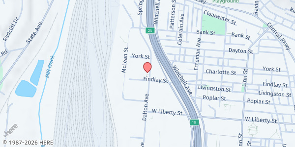 Map showing City Gospel Mission at 1805 Dalton Avenue, Cincinnati, OH