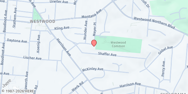 Map showing City on a Hill/Heritage House at 2849 Fischer Place, Cincinnati, OH