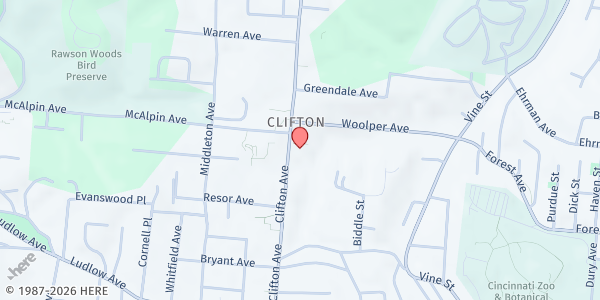 Map showing Clifton Mosque Food Pantry at 3668 Clifton Avenue, Cincinnati, OH