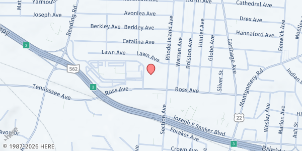 Map showing Corinthian Baptist Church- Mobile Pantry at 1920 Tennessee Ave, Cincinnati, OH