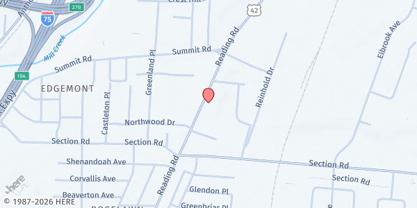 Map showing Dedicated Senior: Roselawn at 7642 Reading Road, Cincinnati, OH