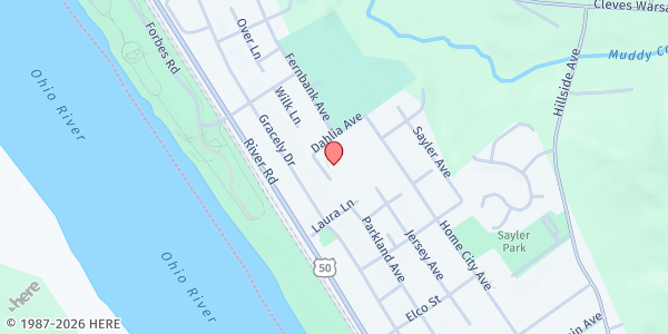 Map showing Edward J. Eiding Food Pantry at 150 Dahlia Ave, Cincinnati, OH