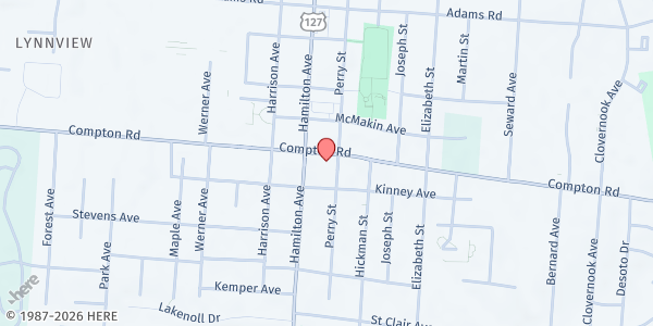 Map showing Emmanuel Temple - Love In Action at 1585 Compton Road, Cincinnati, OH