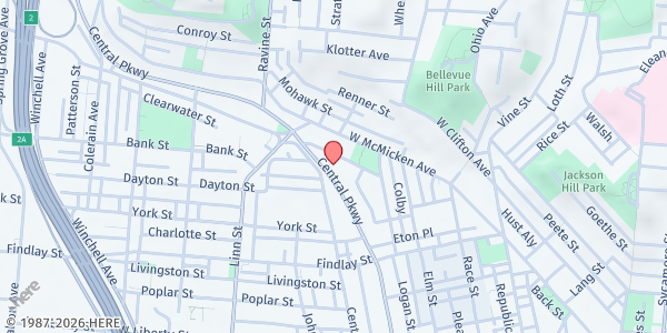 Map showing Faith Food Pantry at 2000 Central Parkway, Cincinnati, OH