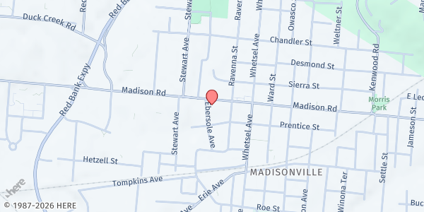 Map showing Gaines UMC at 5707 Madison Road, Cincinnati, OH