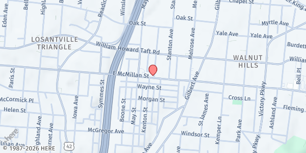 Map showing Garden of Gethsemane Church at 730 East McMillan Street, Cincinnati, OH