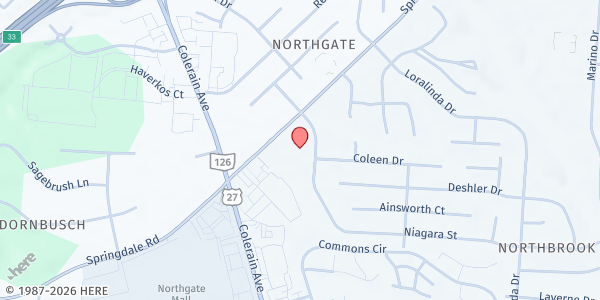 Map showing Good News Baptist Church at 3473 Niagara St, Cincinnati, OH