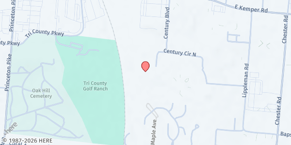 Map showing Healing Center at 11345 Century Circle W., Cincinnati, OH