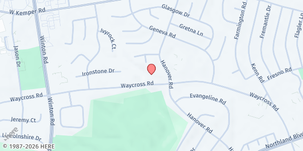 Map showing Iglesia Episcopal del Espiritu Santo at 11381 Hanover Road, Cincinnati, OH