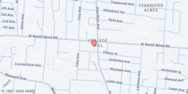 Map showing Igniting the Fire at 6107 Hamilton Ave, Cincinnati, OH