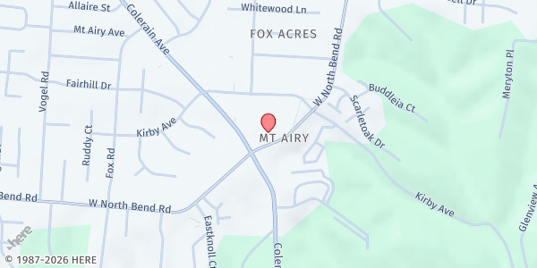 Map showing Impact Worship Center at 2562 W. North Bend Road, Cincinnati, OH