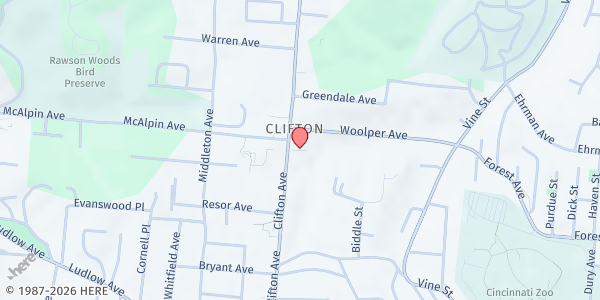 Map showing Islamic Association of Cincinnati (IAC) at 3668 Clifton Avenue, Cincinnati, OH