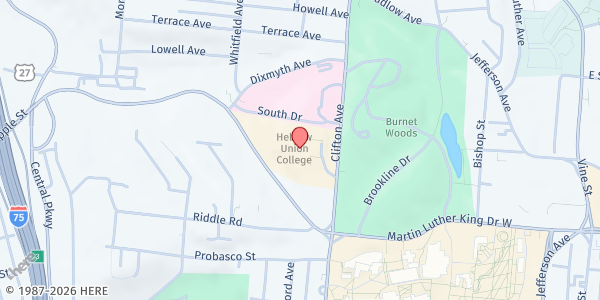 Map showing Jewish Family Service at 3113 Clifton Avenue, Cincinnati, OH
